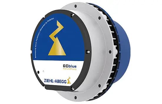 Ventilador ZIEHL-ABEGG con motor ECblue de alta eficiencia.