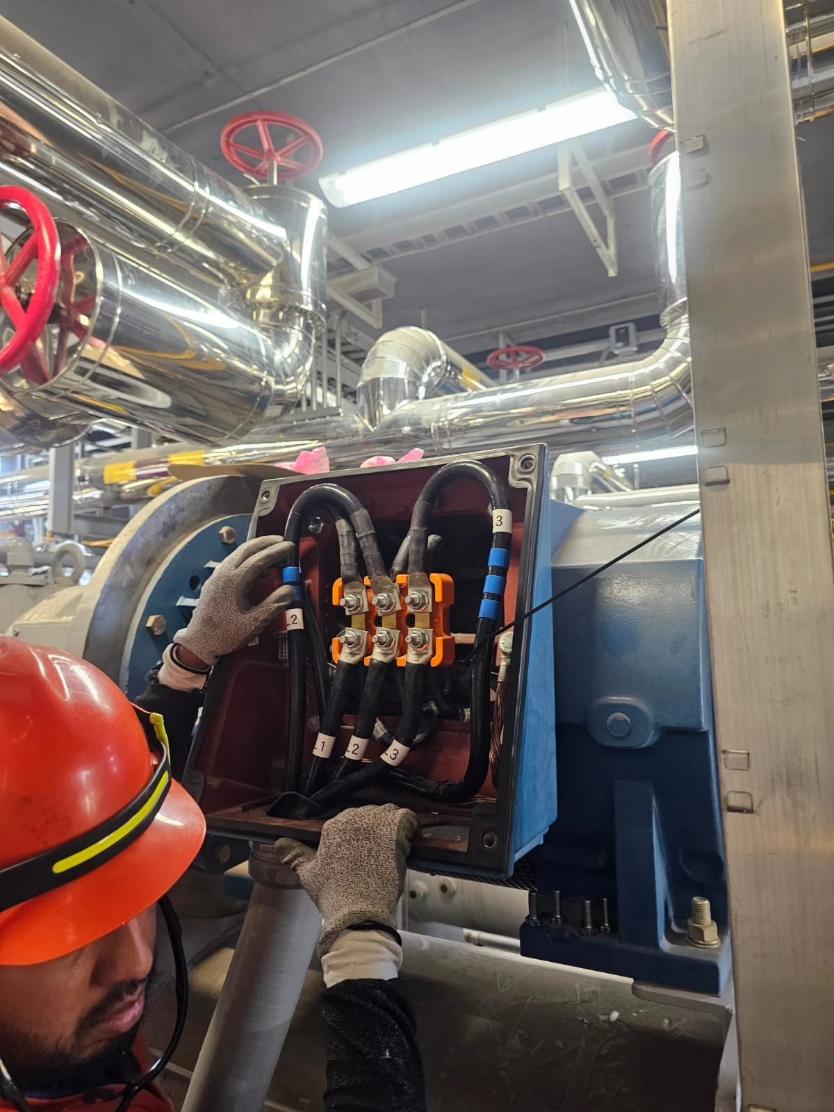 Conexiones eléctricas del motor de un compresor de refrigeración